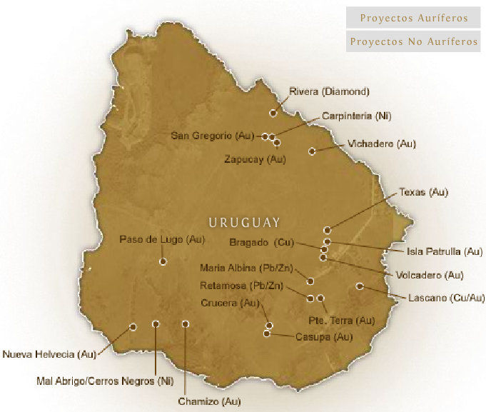 Mineria en el Uruguay proyectada 2008.